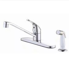 Glacier Bay.Single Handle Standard Kitchen Faucet in Chrome with White...