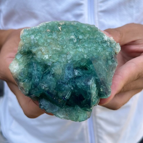 1.1LB Natural super beautiful green fluorite crystal ore standard sample Healing - Picture 2 of 6