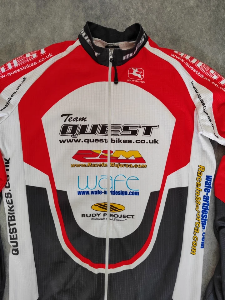 Giordana Full Zip Team Quest Cycling Jersey Made In Italy Adult Size Medium - Image 3 of 4