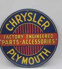 Vintage Chrysler Plymouth Parts Porcelain Enameled Metal Sign
