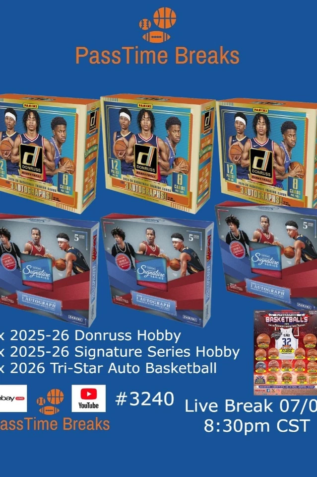 2025-26 DONRUSS SIGNATURE SERIES BASKETBALL 6x Hobby Box Mix PYT BREAK 3240
