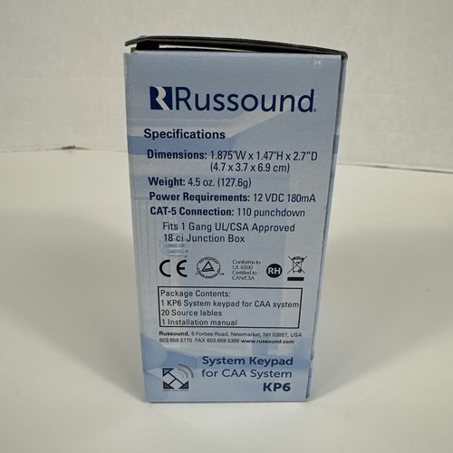 Russound KP6 System Keypad For CAA System Works With CAA66 KP6 White Easy Adjust - Picture 3 of 12