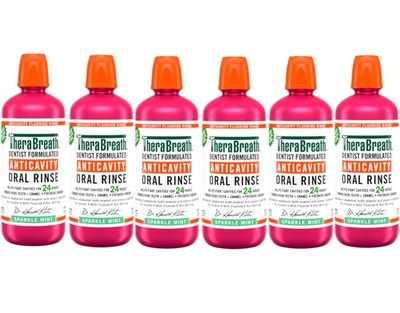 6 Pack TheraBreath Anticavity Fluoride Mouthwash, Sparkle Mint, 33.8 fl oz