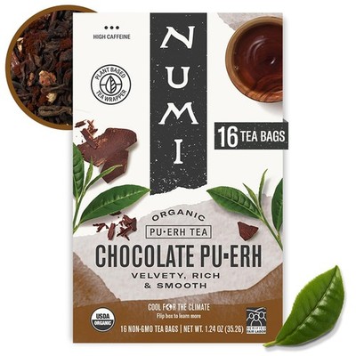 High Caffeine Black Tea & Organic Cocoa Chocolate Pu-Erh Tea Bags (16 bags)