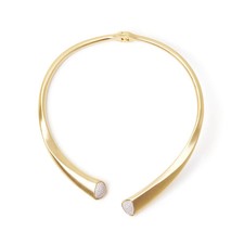 Sodini collana rigida in ottone con zirconi bianchi