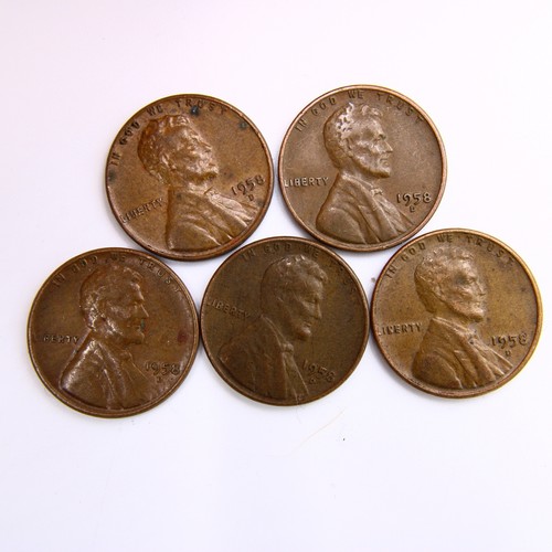 1958 D - Lincoln Wheat Cent Penny Lot- Actual Coins Shown #WCL17 - 第 2/2 張圖片
