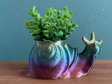 3D Printed Rainbow Snail Planter – Cute Succulent Pot Gift Decor – Made in USA
