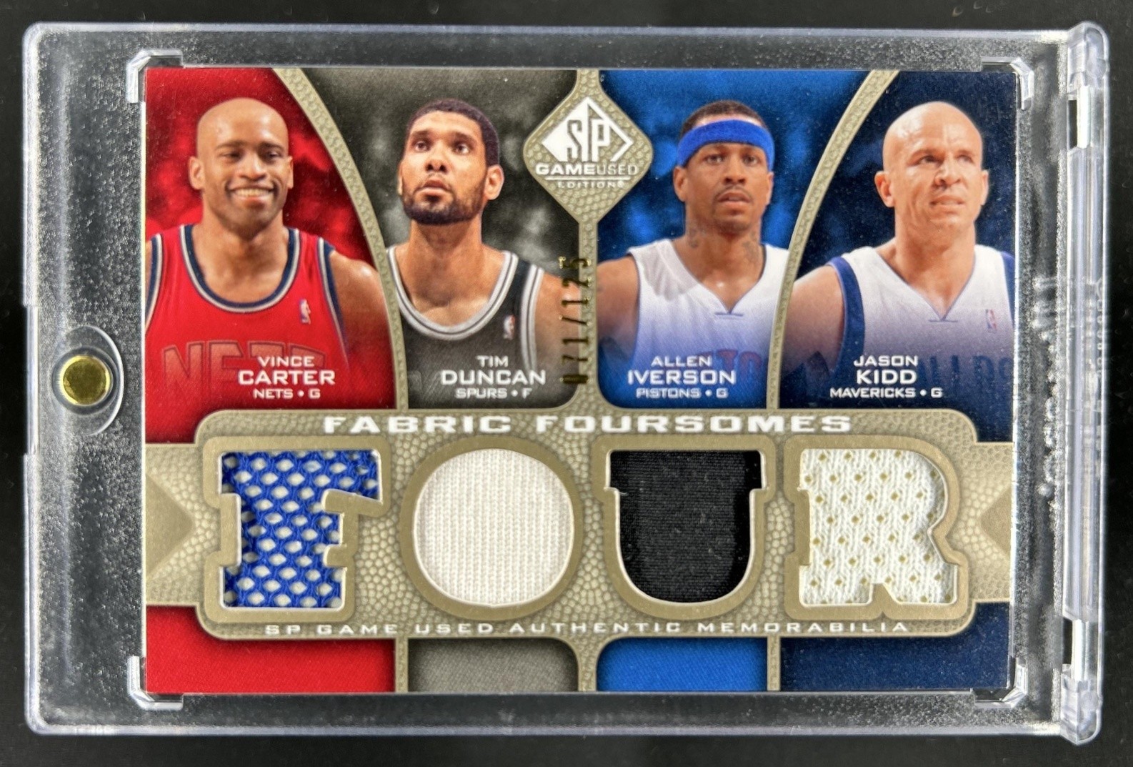 2009-10 SP Tim Duncan Kidd Allen Iverson Vince Carter Game Used Jersey #/125