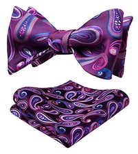 Bow Ties for Men Paisley Bowties Mens Self Tie Bow Tie and One Size Purple-2