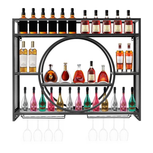 Wine Rack Bar Shelves Wall Mounted Kitchen Storage Rack +Wine Glass Holder - Bild 8 von 24