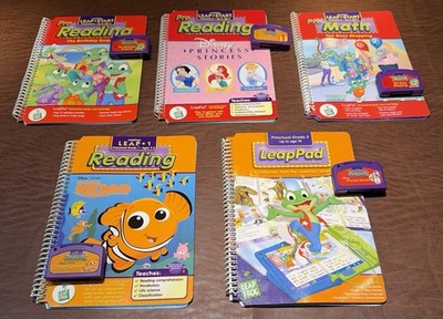 LEAP FROG LOT of 5 READING &Math Interactive Bks-Finding Nemo & Princess Stories