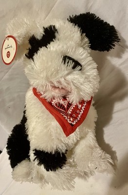 Hallmark Dog Plush White Black Eye Patch Red Bandana Scarf Sitting Shaggy 12''