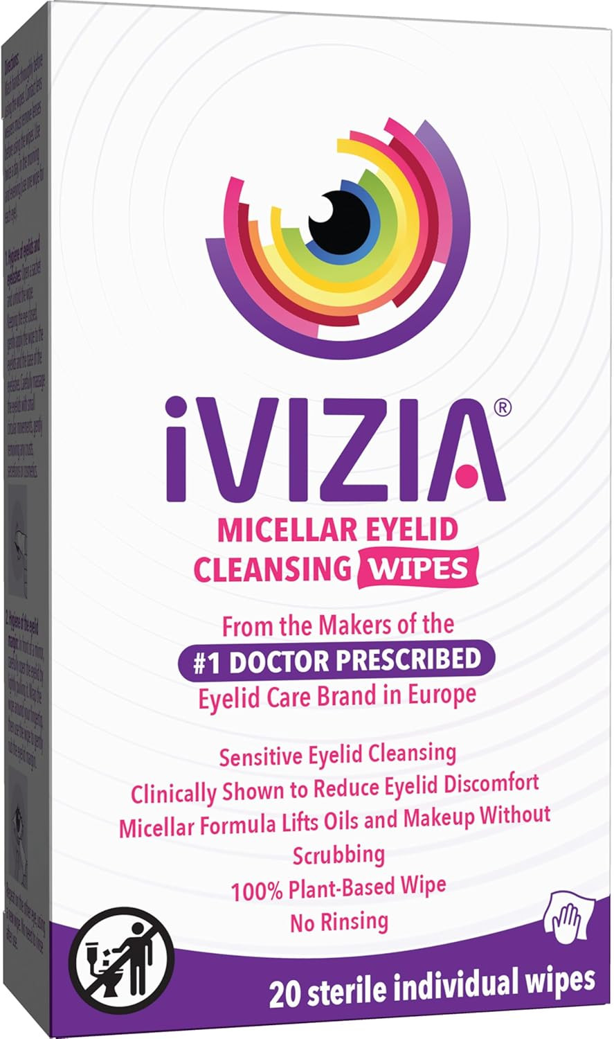 Eyelid Cleansing Wipes for Sensitive Eyelid Cleansing, Preservative-Free, Micell