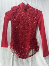 Weismann Ballet Costume Red Sequins Sz MC Child sq12155