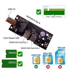 NGFF M.2 to USB 3.0 Adapter with Dual NANO SIM card Slot for 3G/4G/5G Module