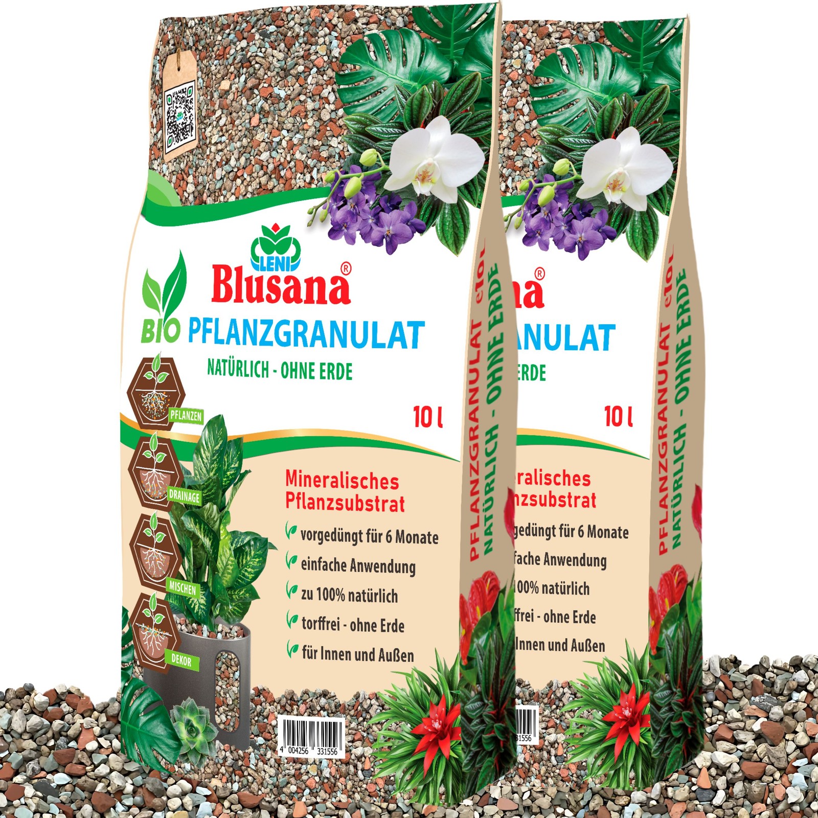 Blusana Mineralisches Pflanzsubstrat Mix Lava Zeolith Ton Pflanzen Granulat 20 l