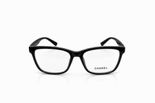 New Chanel Eyeglasses Black Square 53mm Metal CC Writing On Top CHANEL