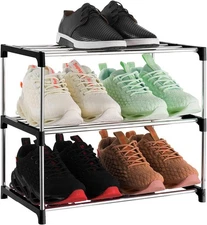 3 Tier Small Shoe Rack Narrow Stackable Kids Toddler Adult Shoe Storage Organize