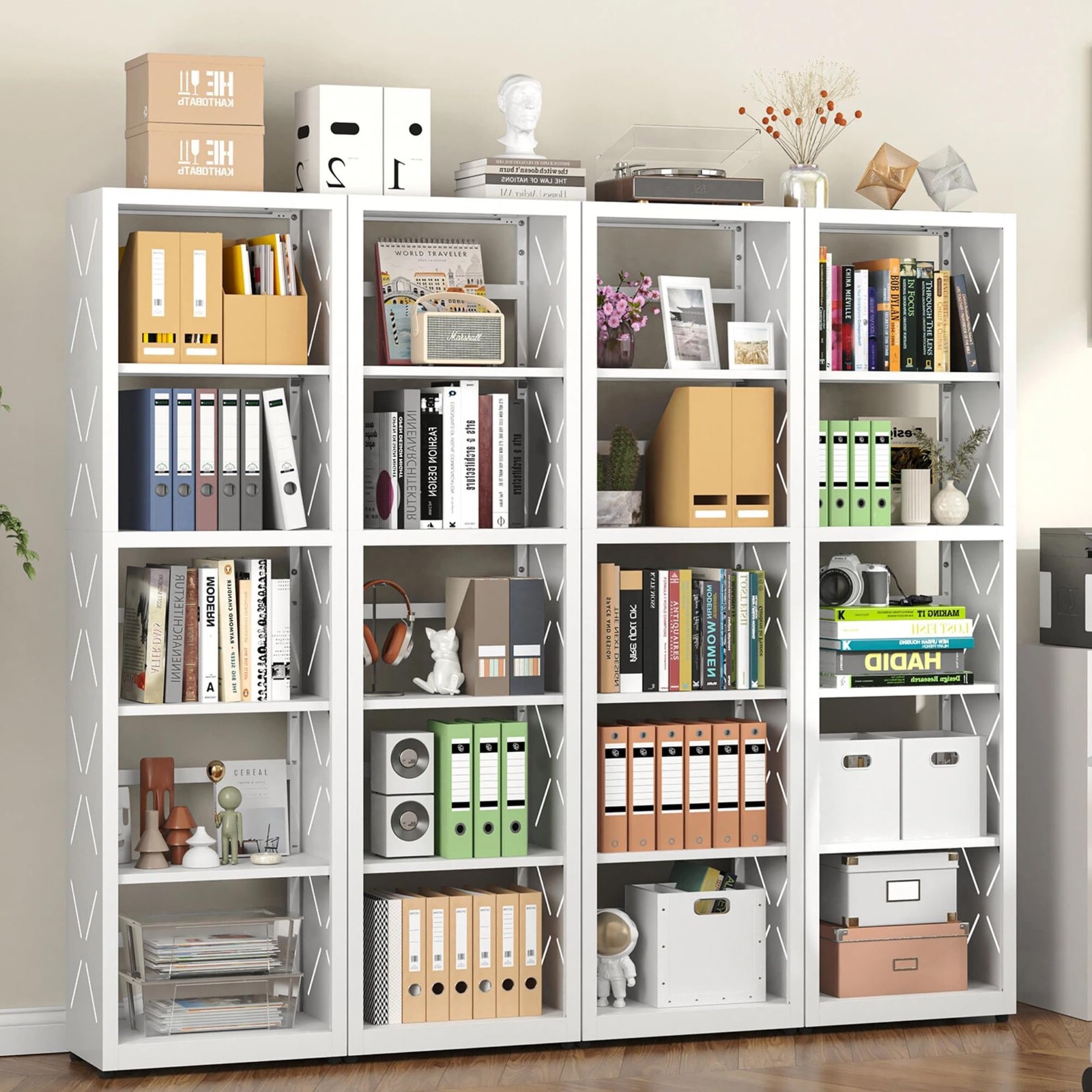  Bookshelves and Bookcases, 5 Tier Metal Bookshelf with Adjustable Shelves