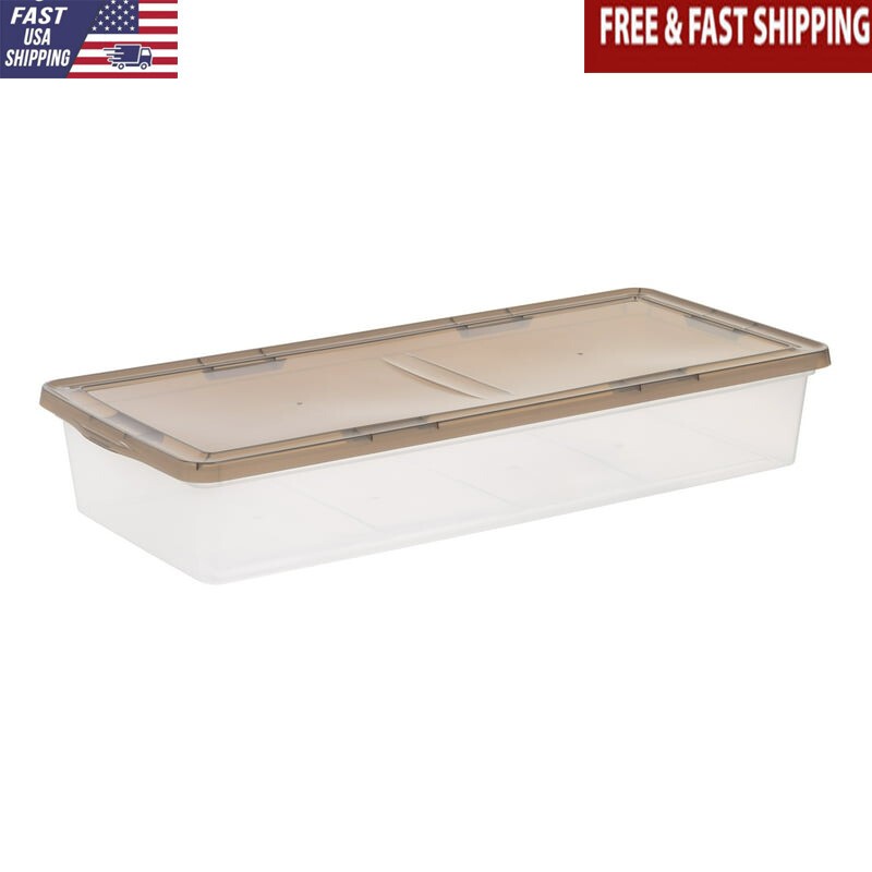 Clear Stackable 41 Qt Underbed Storage Bins with Lids