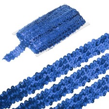 5 Yards 1.2 Inch Elastic Sequins Trim 3 Row Flat Sequin Strip, Dark Blue