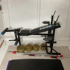 York Fitness 6605 Exercise Bench and 30 kg Barbell/Dumbell Kit