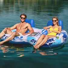 Inflatable River Tube Float - 2 Person Heavy Duty River Float, Pool Floats Adult