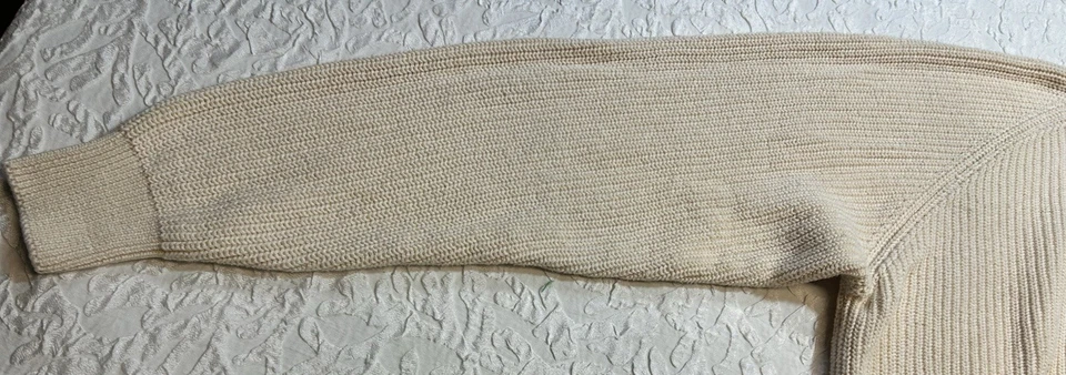 Suéter De Colección Eddie Bauer Para Mujer XL Marfil Pescador Tejido Grueso Tejido por Cable Foto 3 de 4