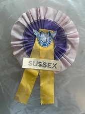 Vintage Sussex County Cricket Club Rosette 'Good Luck'. 13cm diameter SCCC