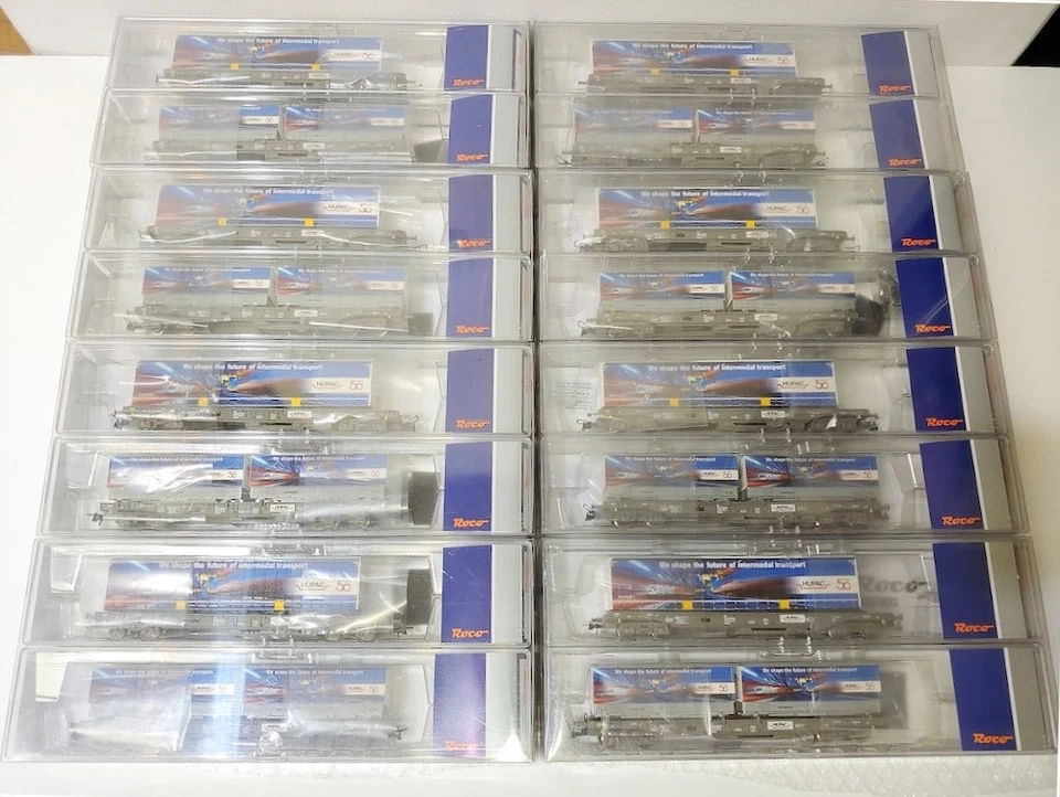 ROCO HO 76198 x8 Pocket Wagon Set Einheitstaschenwagen 2 Car Set, Hupac - Image 3 of 3