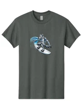 Robot-Wolf-Surfing-2 Mens Graphic Tee, 100% Cotton, Casual Summer Wear
