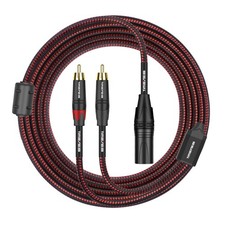 Dual RCA to XLR Y Cable - 3FT 3 Pin XLR Male to 2 x RCA Male Plug Y Splitter ...