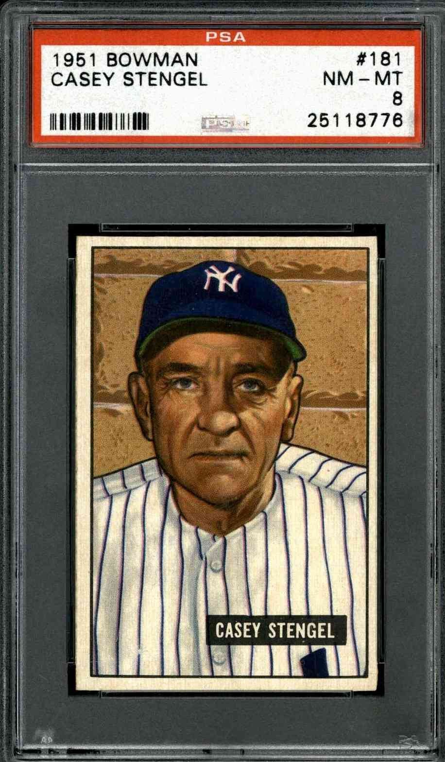 1951 Bowman #181 Casey Stengel - PSA 8