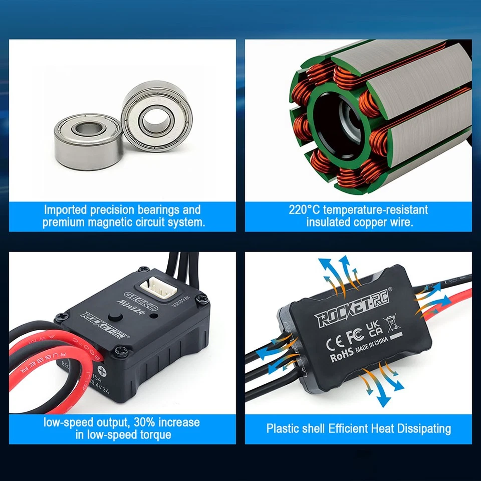 ROCKET-RC GECKO Brushless Sensorless MINI24 ESC 1212 Motor For 1/18 1/24 Crawler - Image 4 of 4