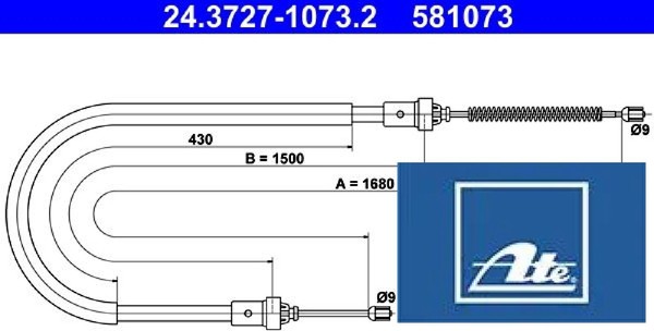 ATE 24.3727-1073.2 Seilzug FüR Feststellbremse Handbremsseil Bremsseil-image