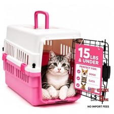 Hard-Sided Pet Carrier for Cats and Small Dogs, 19.7"L x 13.4"W x 12.6"H Pink