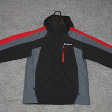 Columbia Interchange Hooded Jacket Kids 10/12 Black Ski Snow Colorblock 3-in-1