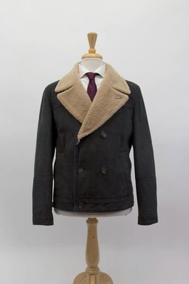 NWT$13,300 Brunello Cucinelli Leather Suede Full Shearling Lined DB JacketM A262