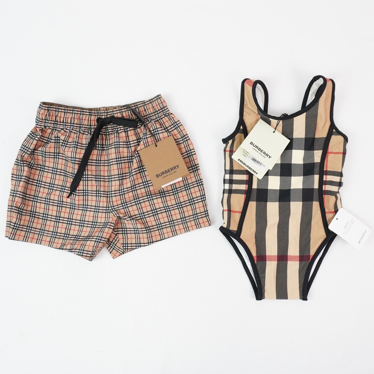 Burberry Boy's Swim Shorts Girl's Swimsuit In Archive Beige Size