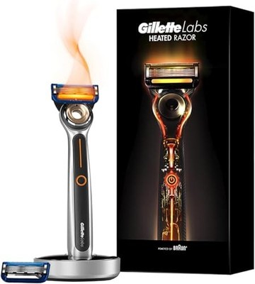 Gillette Labs Shaving Heated Razor w/ Holder + 2 Blades + Charger New From JAPAN