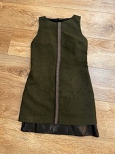 Fendi Green Wool and Leather Mini Dress Size IT 42 US 6 Made I Italy
