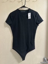 Abercrombie Fitch Body Suit Size L Short Sleeve Black Layer Neutral Minimalist