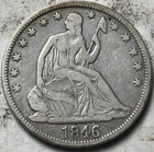 1846 Tall Date 50c Seated Liberty Half Dollar. Attractive Circulated Details