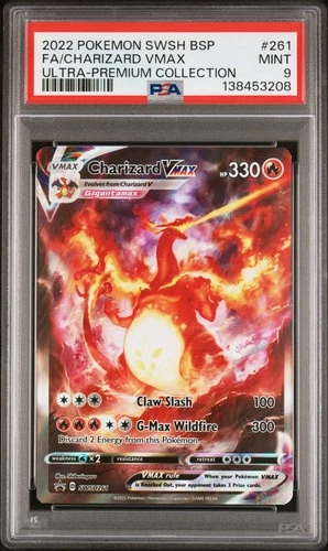 2022 POKEMON SWSH BLACK STAR PROMO #261 FULL ART/CHARIZARD VMAX PSA 9