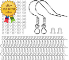 925 Sterling Silver Earring Hooks 120 PCS/60 Pairs, Ear Wires Fish Hooks