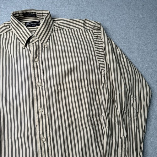 Burberrys Shirt Mens Medium Brown Stripe Cotton Preppy Button Down Casual Adult - Picture 3 of 15