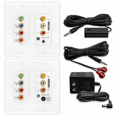 Component Composite Video Digital Stereo Audio IR Repeater Kit System Over CAT5