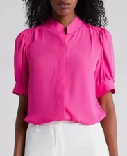 DKNY Stand Collar Button-Up Shirt Sz M NWT