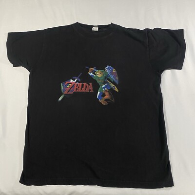 Vintage ZELDA Ocarina Of Time Shirt 90s N64 Medium M Black