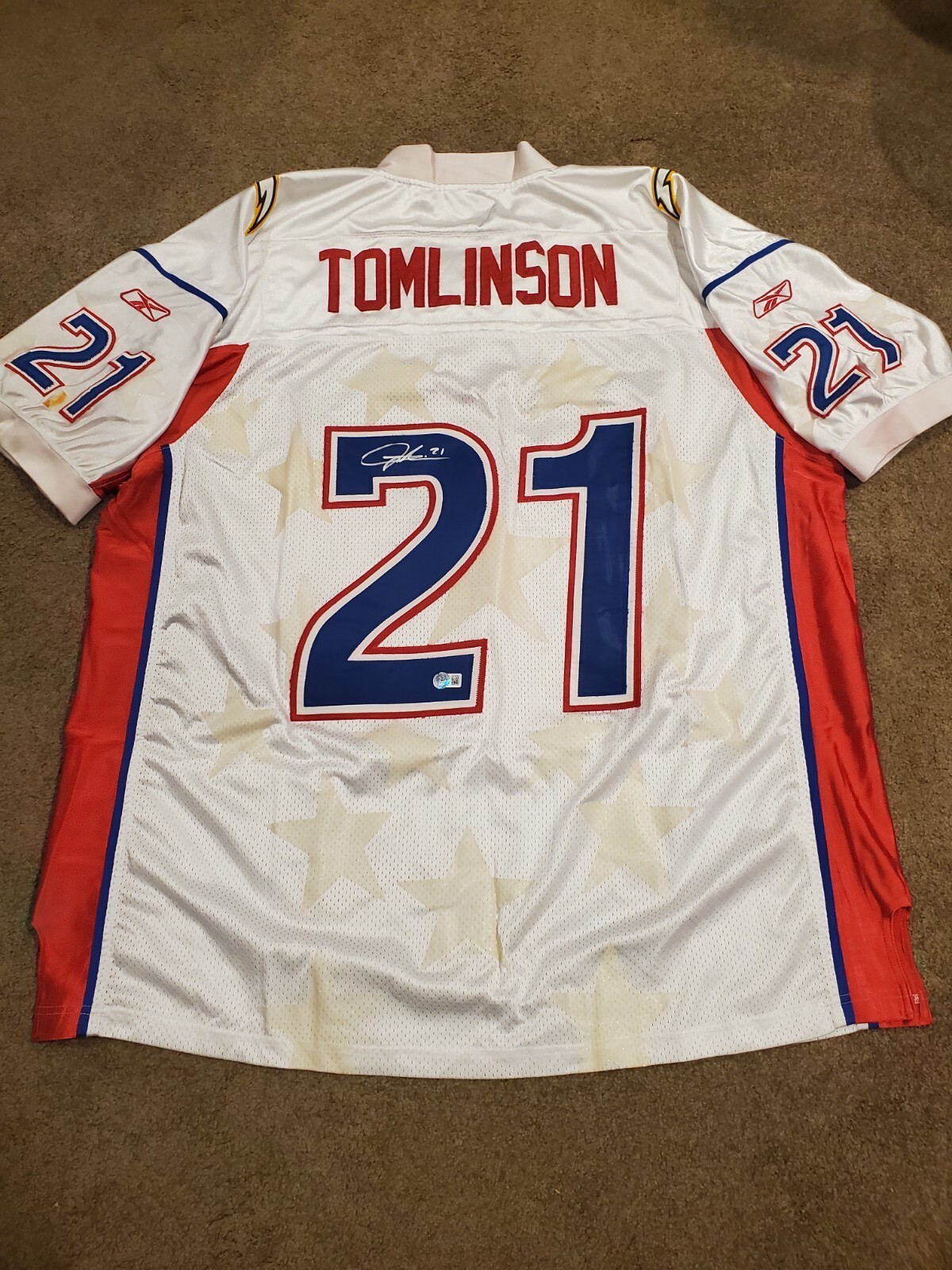 LaDainian Tomlinson Autographed Signed San Diego Chargers CHARGERS 03 PRO BOWL REEBOK #21 JERSEY Beckett 